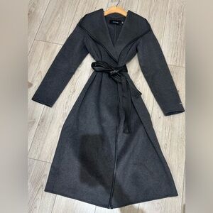 Tahari Gray Long Coat with Belt